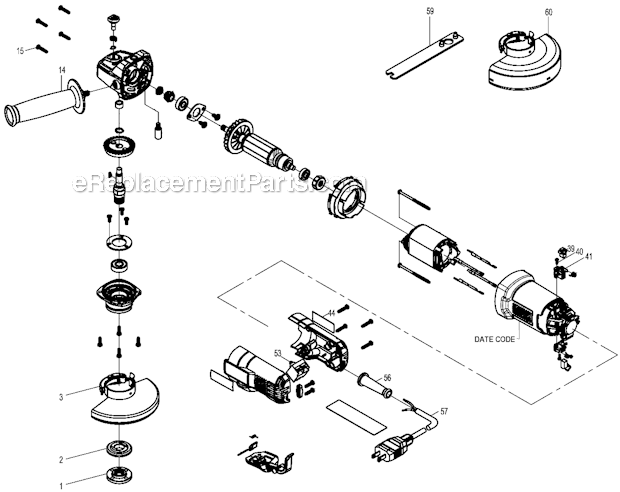Page A Diagram and Parts List for PC60TPAG Type 1 Porter Cable Angle Grinder